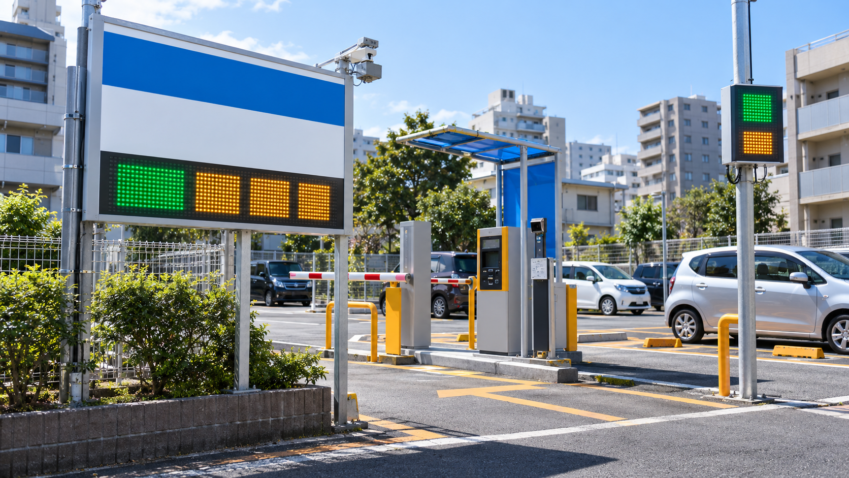 コインパーキング入口の満空表示用屋外LEDサイン